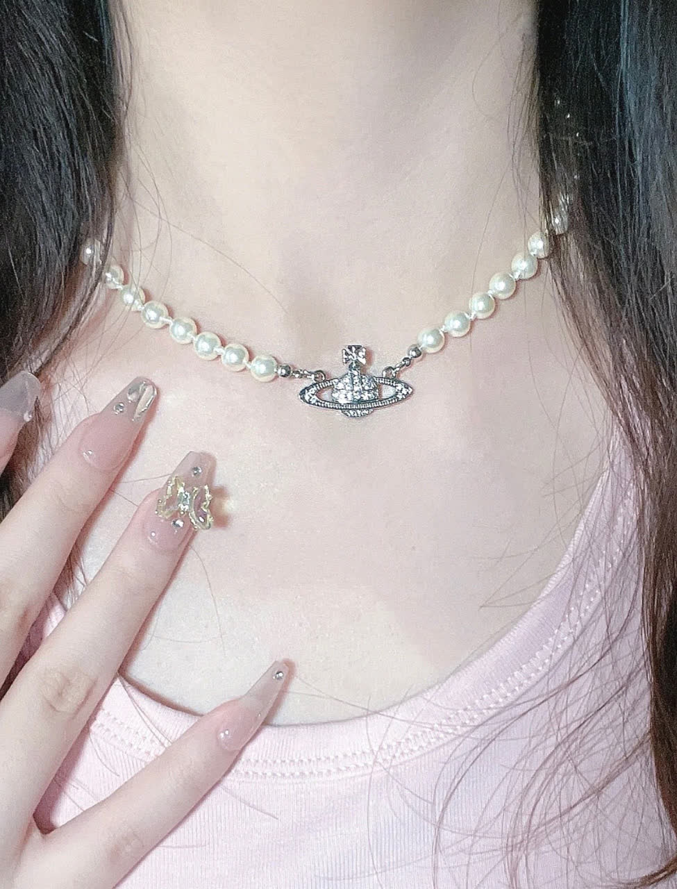 Vivienne Westwood Pearl Necklace with Orb Pendant